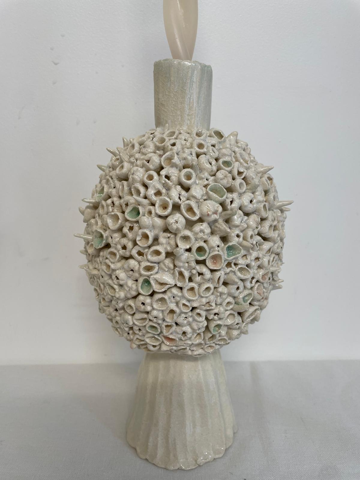 Bougeoir sphère corail émaillé