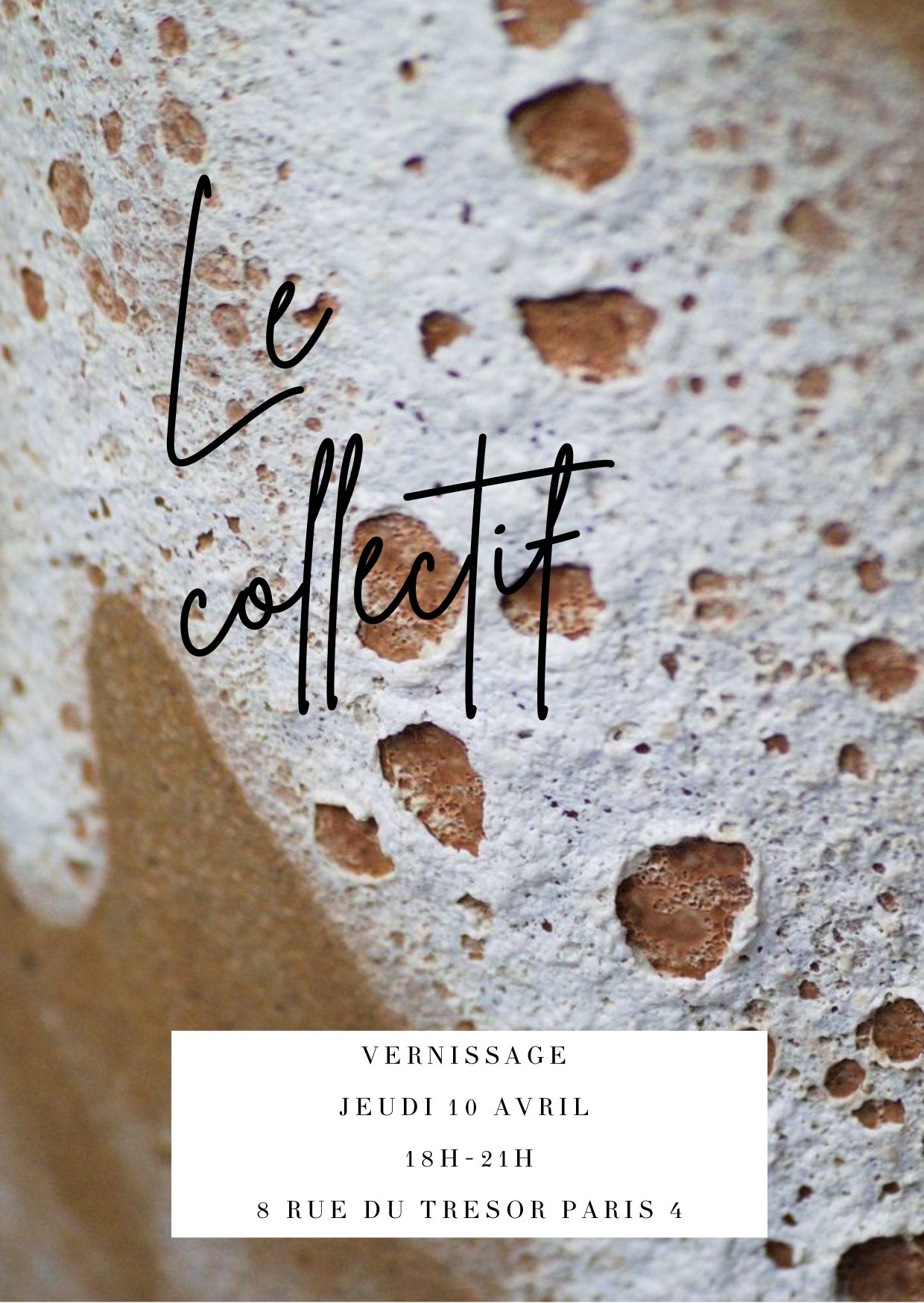 Visuel « Le collectif » : détail de matière blanche et terre